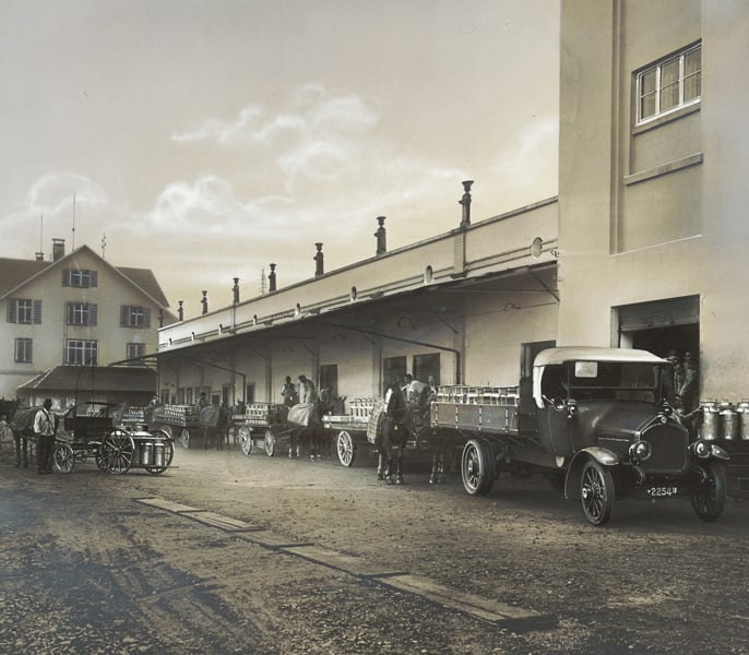 Milchannahme in Hochdorf in den 1920er-Jahren.