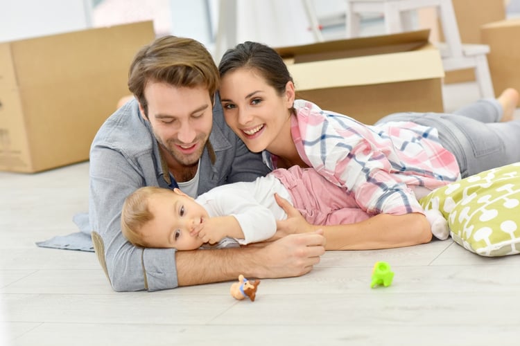 Young family moving into new home